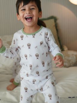 The Plush Club - Green Bamboo Cotton Full Sleeves Owl Voyage Printed Pajama Set
