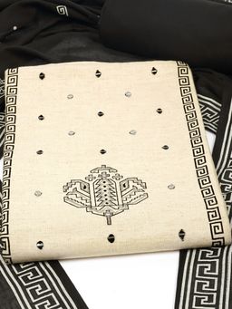 Kami Kubi - Black Unstitched Kurta with Bottom & Dupatta (Set of 3)