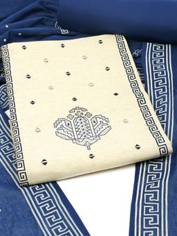 Kami Kubi - Blue Unstitched Kurta with Bottom & Dupatta (Set of 3)