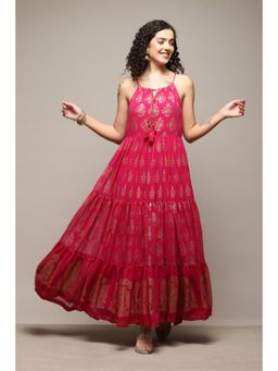 Biba - Polyester Printed Pink Dress