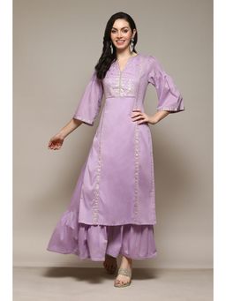 Biba - Cotton Printed Lilac Kurta (Set of 2)