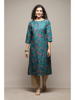 Biba - Cotton Printed Turquoise Kurta