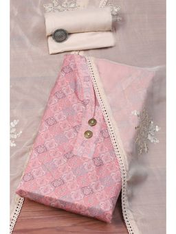 Biba - Beige Digital Print Unstitched Suit (Set of 3)