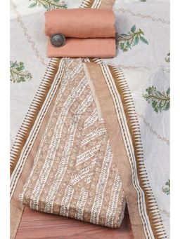 Biba - Beige Digital Print Unstitched Suit (Set of 3)
