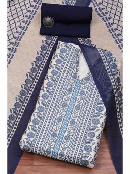 Biba - Beige Chanderi Unstitched Suit (Set of 3)