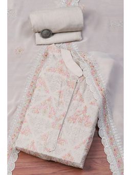 Biba - Beige Georgette Embroidered Unstitched Suit (Set of 3)