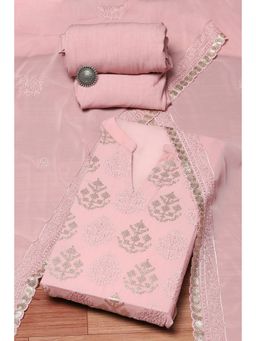 Biba - Light Pink Chanderi Panelled Unstitched Suit (Set of 3)