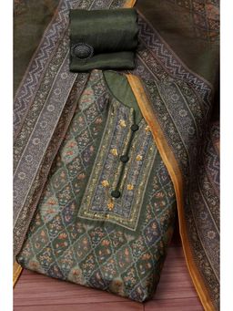 Biba - Mehendi Chanderi Unstitched Suit (Set of 3)