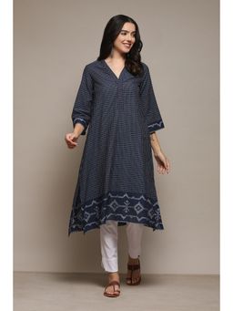 Biba - Cotton Woven Navy Blue Kurta