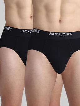 Jack & Jones - Men Solid Black Brief (Pack of 2)