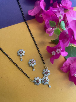 Digital Dress Room - Fancy Ad Pink Mangalsutra with Earrings Set