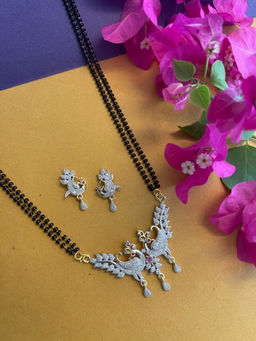 Digital Dress Room - Ad Peacock Pendant Mangalsutra and Earrings Set