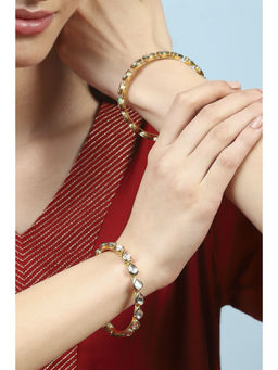 Biba - Gold White Kundan Kade Festive Bangles (Set of 2)