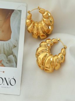 AQUASTREET - Croissant Shaped Large Hoop Earrings 18K Plated Waterproof Anti-Tarnish