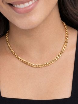 AQUASTREET - Link Chain Necklace With Open Clasp 18K Plated Waterproof Anti-Tarnish Gold