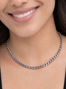 AQUASTREET - Link Chain Necklace With Open Clasp 18K Plated Waterproof Anti-Tarnish Silver