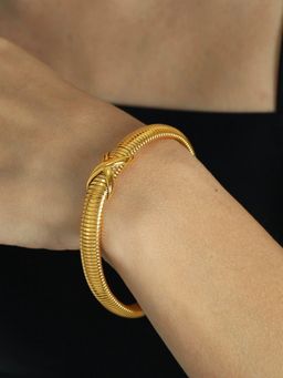 AQUASTREET - Flexible X Cross Snake Bangle Bracelet 18K Plated Waterproof Anti-Tarnish Gold