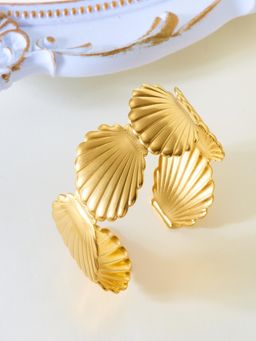 AQUASTREET - Adjustable Shell Cuff Bracelet 18K Plated Waterproof Anti-Tarnish Gold