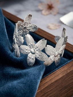 AQUASTREET - Adjustable Floral Cuff Bracelet 18K Plated Waterproof Anti-Tarnish Silver