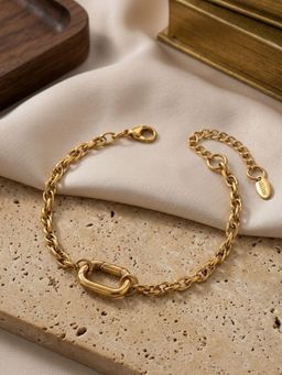AQUASTREET - Linked Chain Bracelet With Open Clasp 18K Plated Waterproof Anti-Tarnish Gold