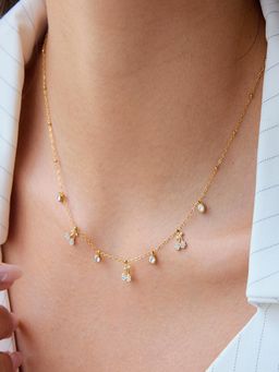 AQUASTREET - 18K Gold Plated White Zircon Cherry Necklace