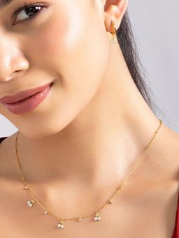 AQUASTREET - 18K Gold Plated White Zircon Cherry Necklace and Earrings