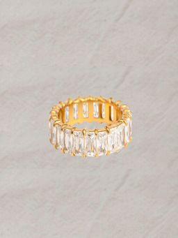 AQUASTREET - 18K Gold Plated White Bling Zircon Ring