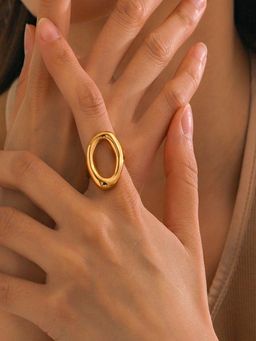 AQUASTREET - 18K Gold Plated Statement Round Ring