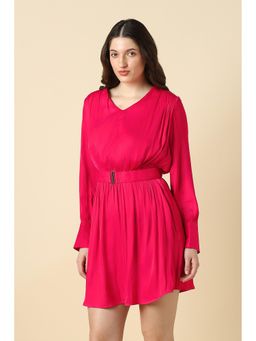 Allen Solly - Women Pink Solid Party Dress