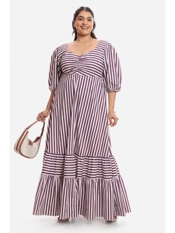 Virgio - Stripes Cotton Plus Size Maxi Dress