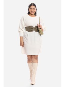 Virgio - Solid Cotton Plus Size Dress With Cuffed Sleeves For Women