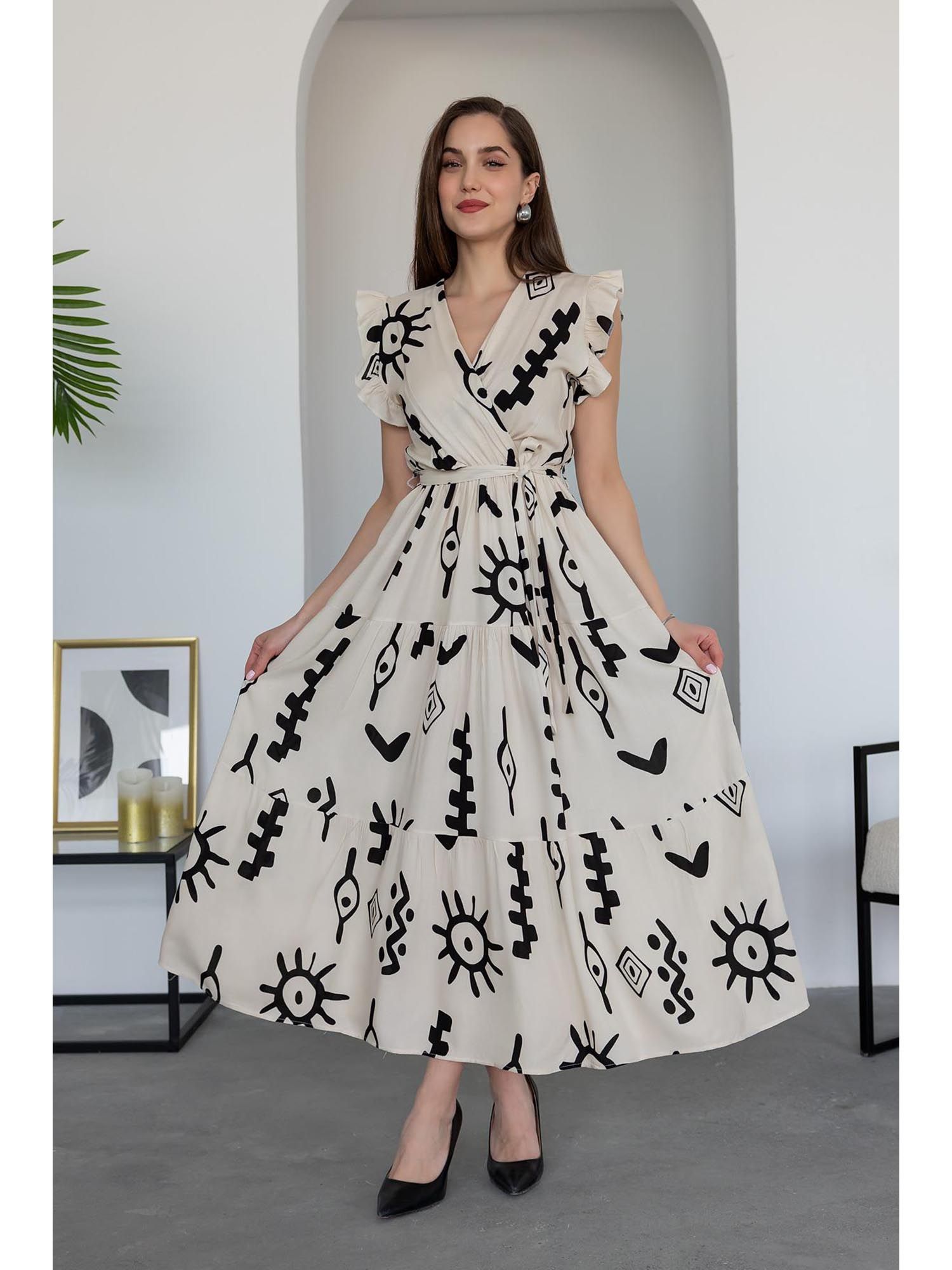 pimu V-Neck Maxi Dress With Belt White-picture-40