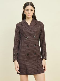 Madame - Brown Double Breasted Long Coat Dress