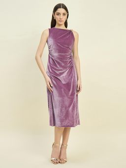 Madame - Mauve Draped Bodycon Dress