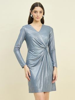 Madame - Cinched Waist Grey Bodycon Dress