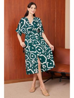 PIMU - Front Slit Green Midi Dress
