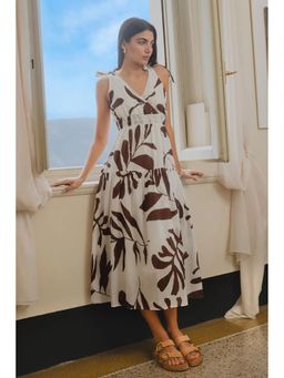 PIMU - V-Neck White Midi Dress