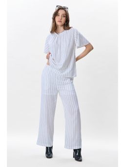 Virgio - Stripes Linen Striped Bell Sleeve Co-Ord Set For Women