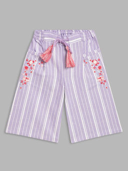 Blue Giraffe - Girls Purple Striped Trousers