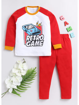 Toonyport - Boys White Printed T-Shirt with Pant (Set of 2)