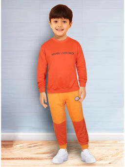 Toonyport - Boys Solid Orange Sweatshirt with Joggers (Set of 2)