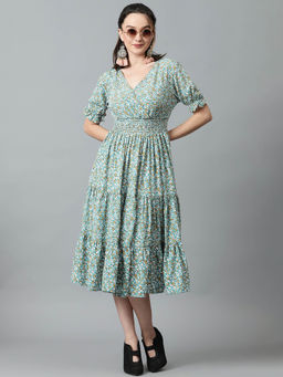 KOTTY - Womens Fit and Flare Printed Multicolor Dress