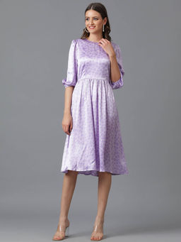 KOTTY - Womens Fit and Flare Floral Printed Dress Lavender