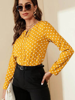 KOTTY - Womens Regular Sleeves Printed Yellow & White Top