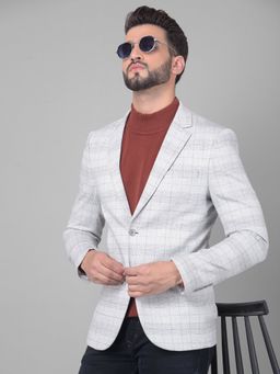 CRIMSOUNE CLUB - Men Grey Checked Single Breasted Blazer