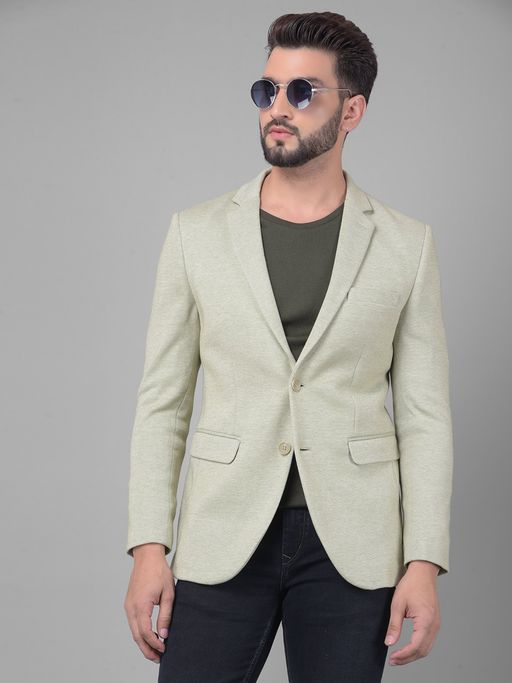 CRIMSOUNE CLUB Men Olive Single Breasted Blazer