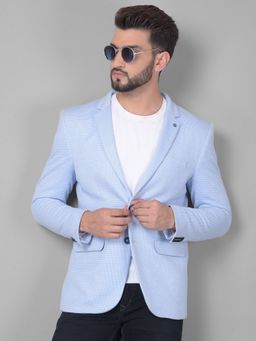 CRIMSOUNE CLUB - Men Blue Checked Single Breasted Blazer