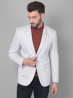 CRIMSOUNE CLUB - Men Grey Striped Single Breasted Blazer