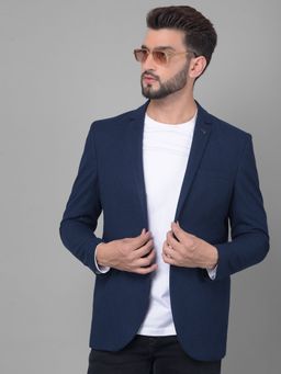 CRIMSOUNE CLUB - Men Navy Blue Single Breasted Blazer