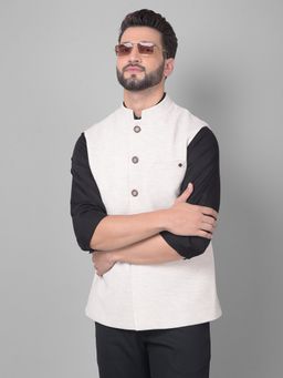 CRIMSOUNE CLUB - Men Cream Waistcoat